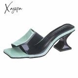 Xajzpa - 2023 Green Hot Summer Pointed Toe Heel High Heels Sandals Lady Pumps Slip On Shoes Sexy