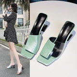 Xajzpa - 2023 Green Hot Summer Pointed Toe Heel High Heels Sandals Lady Pumps Slip On Shoes Sexy