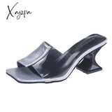 Xajzpa - 2023 Green Hot Summer Pointed Toe Heel High Heels Sandals Lady Pumps Slip On Shoes Sexy