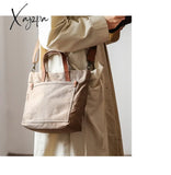 Jsvery 2022 Japanese Tote Bag with Pockets Women Shoulder Leather Handbag Canvas Sling Bags Crossbody Travel Bag large capital shopping bag jsvery