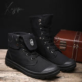 Xajzpa - 2023 Men Military Boots Outdoor Fashion Canvas High Top Shoes Casual Ankle Black Chelsea