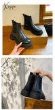 Xajzpa - 2023 New Fashion Boots Women Warm Winter 4Cm Heel For Woman Platform Black Basic Slip On