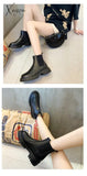 Xajzpa - 2023 New Fashion Boots Women Warm Winter 4Cm Heel For Woman Platform Black Basic Slip On