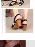 Xajzpa - 2023 New Mid-Heel Sandals Women Summer Shoes Comfortable High Heels Thick Heel Peep Toe