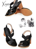 Xajzpa - 2023 New Mid-Heel Sandals Women Summer Shoes Comfortable High Heels Thick Heel Peep Toe