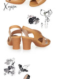 Xajzpa - 2023 New Mid-Heel Sandals Women Summer Shoes Comfortable High Heels Thick Heel Peep Toe