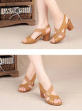 Xajzpa - 2023 New Mid-Heel Sandals Women Summer Shoes Comfortable High Heels Thick Heel Peep Toe