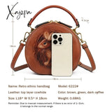 Xajzpa - 2023 New Retro Round Women’s Genuine Leather Handbags For Ladies Luxury Designer Rabbit