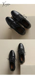 Xajzpa - 2023 New Spring Women Pumps Natural Leather Plus Size 22-26Cm Cowhide + Knitting + Pigskin