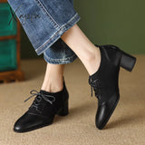 Xajzpa - 2023 New Spring Women Pumps Natural Leather Plus Size 22-26Cm Cowhide + Knitting + Pigskin