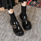 Xajzpa - 2023 New Spring Women’s Loafers British Style Black Casual Shoes Fashionable Metal