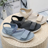 Xajzpa - 2023 New Summer Flat Sandal For Women Interlaced Elastic Band Soft Sole Casual Beach Shoe