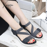 Xajzpa - 2023 New Summer Flat Sandal For Women Interlaced Elastic Band Soft Sole Casual Beach Shoe