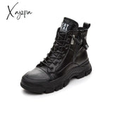 Xajzpa - 2023 Spring Autumn Shoes Genuine Leather Fashion Boots For Women Thick Sole Ankle Brand