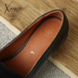 Xajzpa - 2023 Spring/Autumn Women Loafers Square Toe Chunky Heel Shoes New Split Leather Retro