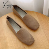 Xajzpa - 2023 Spring New Mesh Ballet Flats Women Square Toe Daily Loafers Breathable Driving Shoes