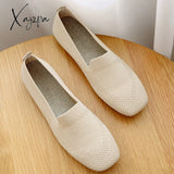 Xajzpa - 2023 Spring New Mesh Ballet Flats Women Square Toe Daily Loafers Breathable Driving Shoes