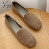 Xajzpa - 2023 Spring New Mesh Ballet Flats Women Square Toe Daily Loafers Breathable Driving Shoes