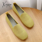 Xajzpa - 2023 Spring New Mesh Ballet Flats Women Square Toe Daily Loafers Breathable Driving Shoes