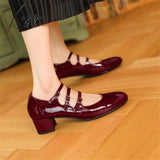 Xajzpa - 2023 Spring/Summer Mary Jane Shoes Patent Leather Woman Shoe French Square Toe Thick Heel