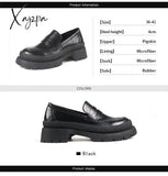 Xajzpa - 2023 Spring Women Loafers Chunky Genuine Leather Vintage Platform Shoes High Heels Ladies