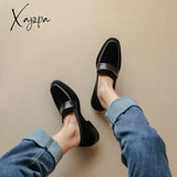 Xajzpa - 2023 Spring Women Loafers Round Toe Chunky Heel Shoes Sheep Suede For Concise Pumps Low