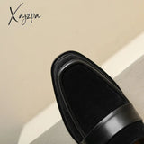 Xajzpa - 2023 Spring Women Loafers Round Toe Chunky Heel Shoes Sheep Suede For Concise Pumps Low