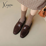 Xajzpa - 2023 Spring Women Loafers Round Toe Chunky Heel Shoes Sheep Suede For Concise Pumps Low