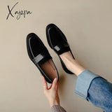 Xajzpa - 2023 Spring Women Loafers Round Toe Chunky Heel Shoes Sheep Suede For Concise Pumps Low