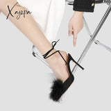 Xajzpa - 2023 Summer New Lace-Up Pointed Original Sexy Fashion Fur Versatile High Heel Sandals Women