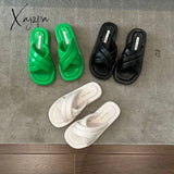 Xajzpa - 2023 Summer New Women Slippers Thick Bottom Non-Slip Outdoor Open Toe Beach Female Sandals