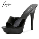 Xajzpa - 2023 Summer Woman Slipper Fine Heel 13Cm Waterproof Slides Sandal Platform Bottom Sexy