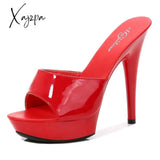 Xajzpa - 2023 Summer Woman Slipper Fine Heel 13Cm Waterproof Slides Sandal Platform Bottom Sexy