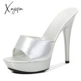 Xajzpa - 2023 Summer Woman Slipper Fine Heel 13Cm Waterproof Slides Sandal Platform Bottom Sexy