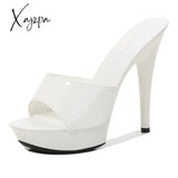 Xajzpa - 2023 Summer Woman Slipper Fine Heel 13Cm Waterproof Slides Sandal Platform Bottom Sexy