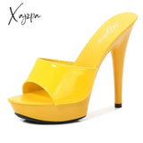 Xajzpa - 2023 Summer Woman Slipper Fine Heel 13Cm Waterproof Slides Sandal Platform Bottom Sexy