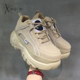 Xajzpa - 2023 Top Leather Cow Shoes Women’s Casual Sneakers Round Head Brand Luxury Daddy