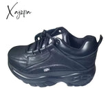 Xajzpa - 2023 Top Leather Cow Shoes Women’s Casual Sneakers Round Head Brand Luxury Daddy