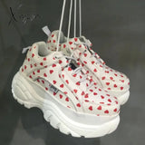 Xajzpa - 2023 Top Leather Cow Shoes Women’s Casual Sneakers Round Head Brand Luxury Daddy