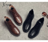 Xajzpa - 2023 Trends Spring And Autumn New Martin Boots Men’s High-Top British Wind Tools Leather