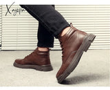 Xajzpa - 2023 Trends Spring And Autumn New Martin Boots Men’s High-Top British Wind Tools Leather