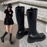 Xajzpa - 2023 Woman Boots Fashion Waterproof Winter Shoes Zipper Pu Leather Knee High Non-Slip