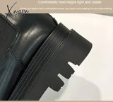 Xajzpa - 2023 Woman Boots Fashion Waterproof Winter Shoes Zipper Pu Leather Knee High Non-Slip