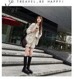 Xajzpa - 2023 Woman Boots Fashion Waterproof Winter Shoes Zipper Pu Leather Knee High Non-Slip