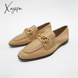 Xajzpa - 2023 Women Pumps Shoes Retro Genuine Leather Woman Spring Summer Low Flat Loafers Round