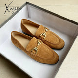 Xajzpa - 2023 Women Pumps Shoes Retro Genuine Leather Woman Spring Summer Low Flat Loafers Round