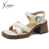 Xajzpa - 2023 Women Sandals New Arrival Genuine Leather Pumps Office Ladies Casual Basic Thick