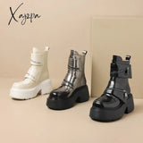 Xajzpa - 2023 Women’s Genuine Leather Matsutake Bottom Zipper Decoration Short Boots Knight Retro