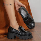 Xajzpa - 2023 Women’s Great Quality Black Summer Chunky Shoes Large Size Platform Loafers