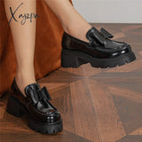 Xajzpa - 2023 Women’s Great Quality Black Summer Chunky Shoes Large Size Platform Loafers